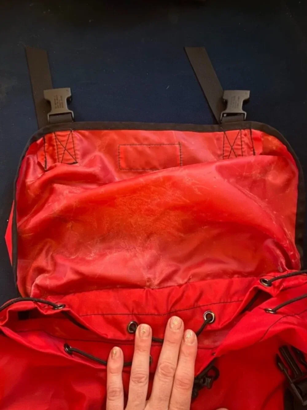 Vintage 90s LL Bean Deluxe Continental Rucksack 33L Medium Red Black Leather